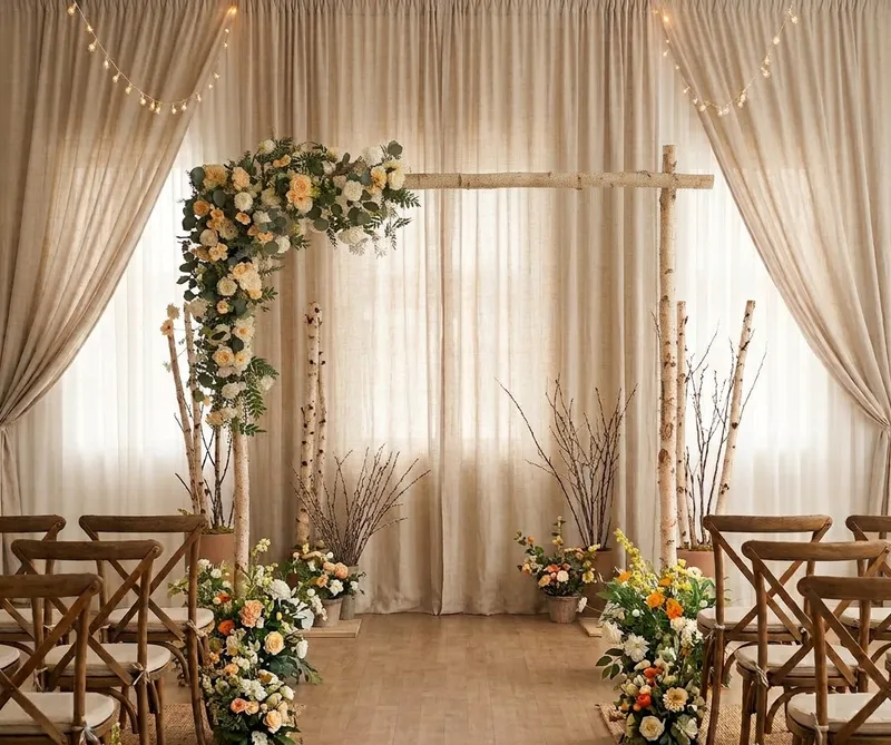 The Birch Bower, a natural birch wedding arch rental in Denver