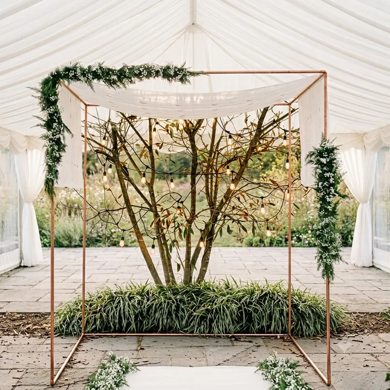 The Copper Gate — minimal copper wedding arch rental